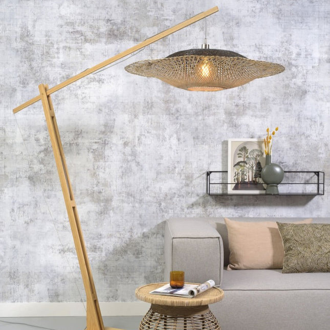 Lampadaire Kalimantan Bambou Naturel et Noir 218 cm