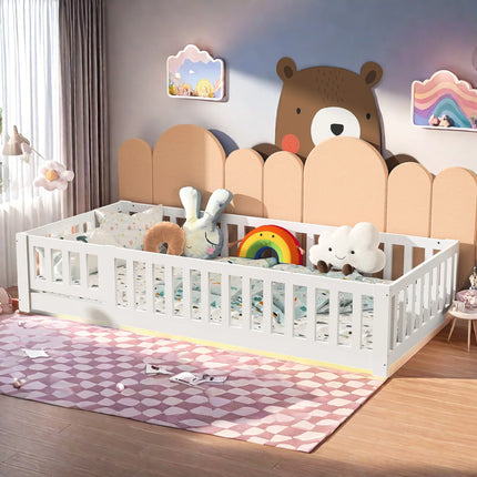 Montessori-Einzelbett 90x200 – Massivholz mit Schutzgitter