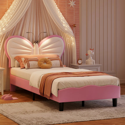 Single bed 90x200 – Pink LED butterfly design
