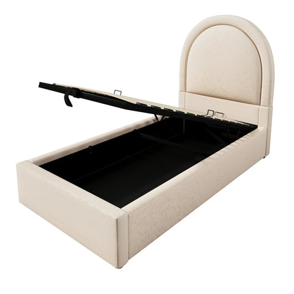 Lit coffre 1 place 90x200 avec rangement – Velours beige