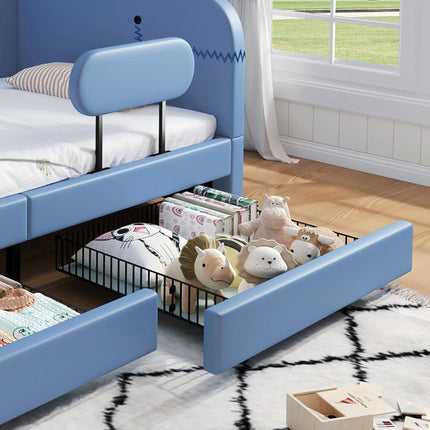 Single bed 90x200 for children with storage – Blue whale design