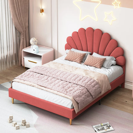 Double bed 140x200 – Petal design in pink velvet