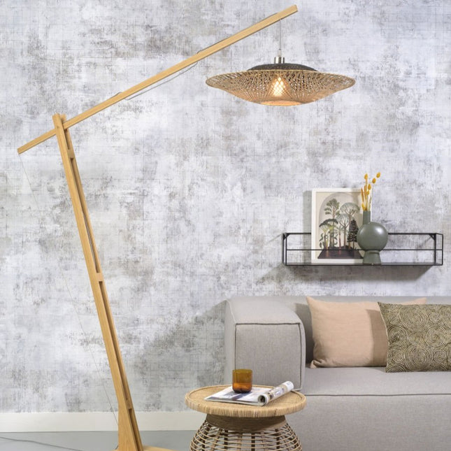 Lampadaire Kalimantan Bambou Naturel et Noir 218 cm