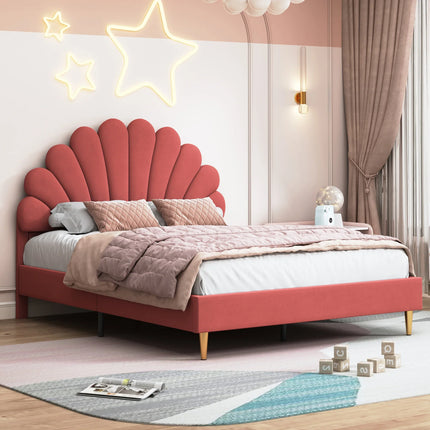 Double bed 140x200 – Petal design in pink velvet