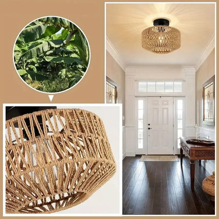 Handgewebte böhmische Rattan-Deckenleuchte