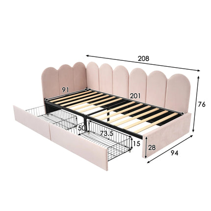 Single bed 90x200 – Bed with storage and padded backrest
