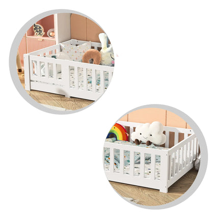 Montessori-Einzelbett 90x200 – Massivholz mit Schutzgitter