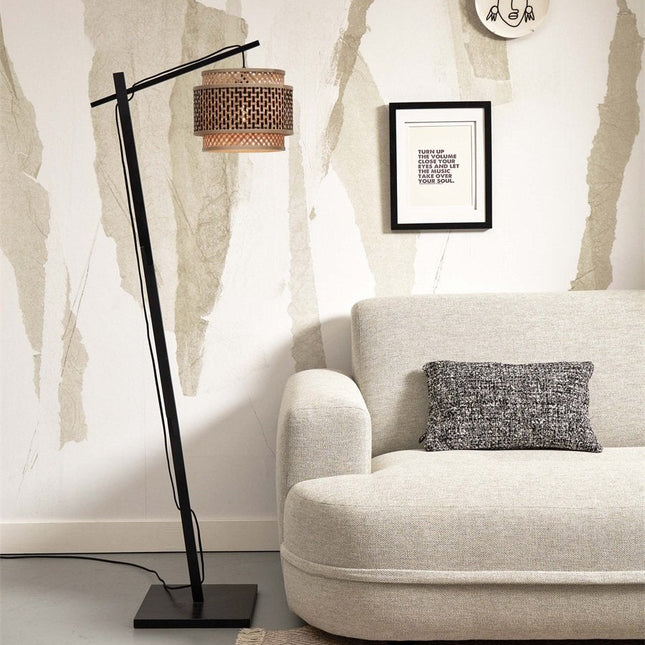 Lampadaire Bhutan Bambou Noir et Naturel 150 cm