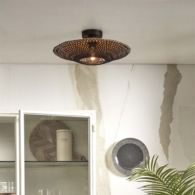 Plafonnier Kalimantan Bambou Noir et Naturel 44 cm
