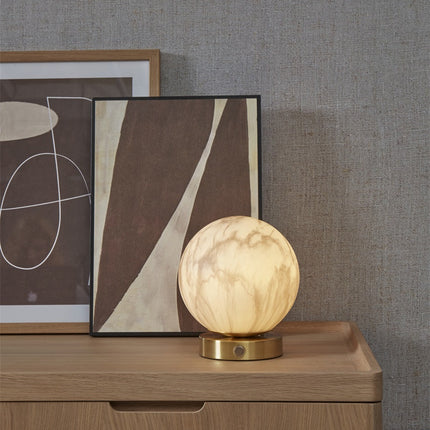 Lampe à Poser Carrara Globe Verre et Or