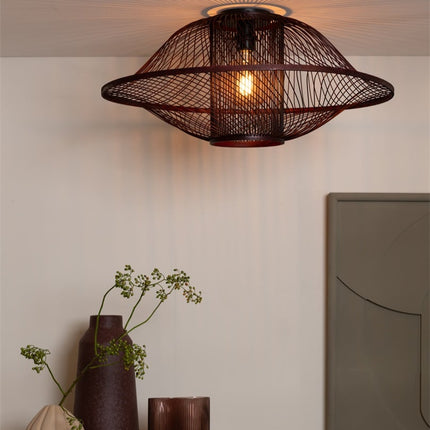 Maui Bambus Pendelleuchte Bordeaux 70 cm