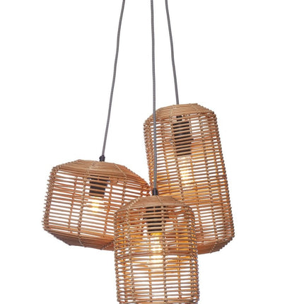 Tanami Pendelleuchte aus natürlichem Rattan, 3 Röhren, 50 cm