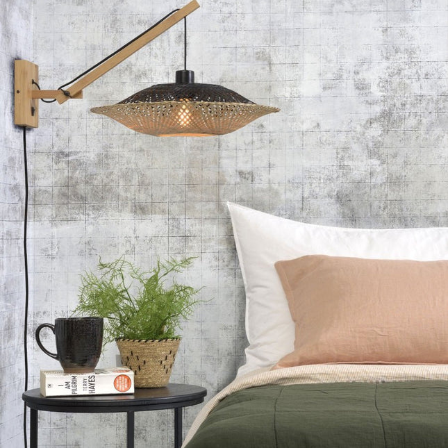 Kalimantan Bamboo Wall Light Black and Natural 44x12 cm