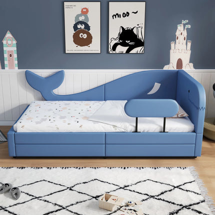 Single bed 90x200 for children with storage – Blue whale design