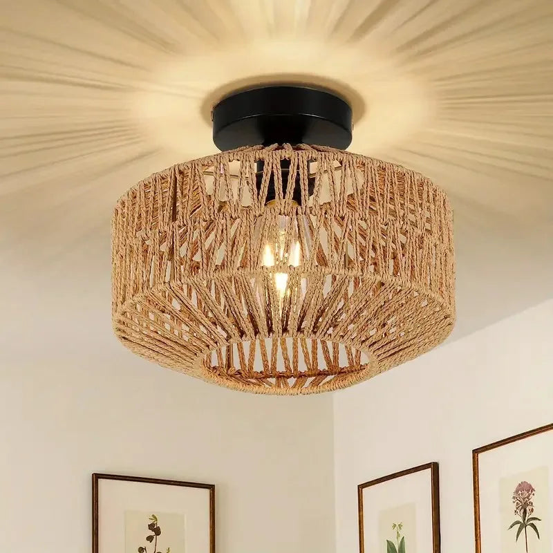 Bohemian Hand Woven Rattan Ceiling Light