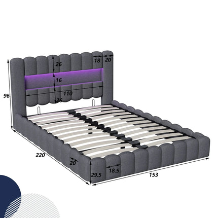 Doppelbett (140 x 200 cm) mit Stauraum – integrierte LED-Beleuchtung und USB-Anschluss