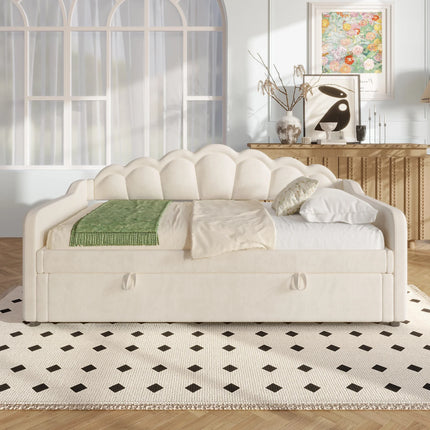Einzelbett mit Stauraum (90 x 200 cm) – Beigefarbener Samt