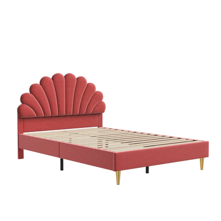 Double bed 140x200 – Petal design in pink velvet
