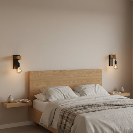 Lámpara de pared de madera industrial minimalista