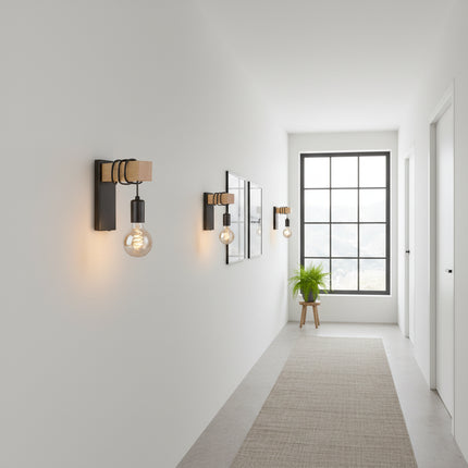 Lámpara de pared de madera industrial minimalista