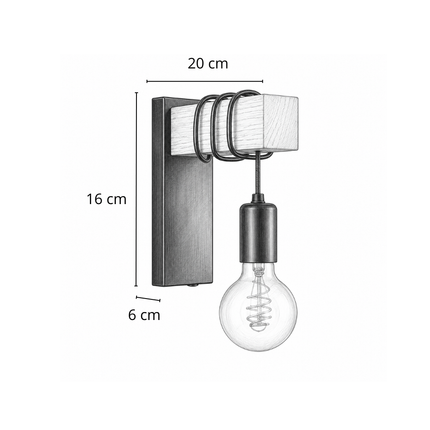 Lámpara de pared de madera industrial minimalista