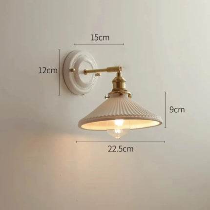 Applique murale en céramique orientable avec bras en laiton, style vintage