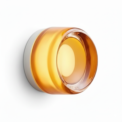 Applique murale ronde en acrylique orange vintage