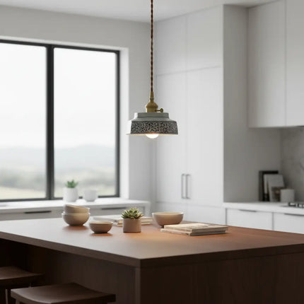 Suspension vintage en céramique avec motif bleu vintage