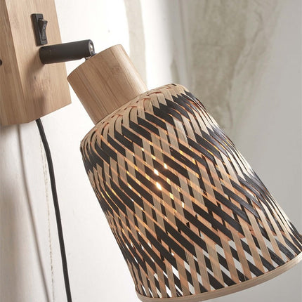 Java Bamboo Wall Light Black and Natural 15 cm