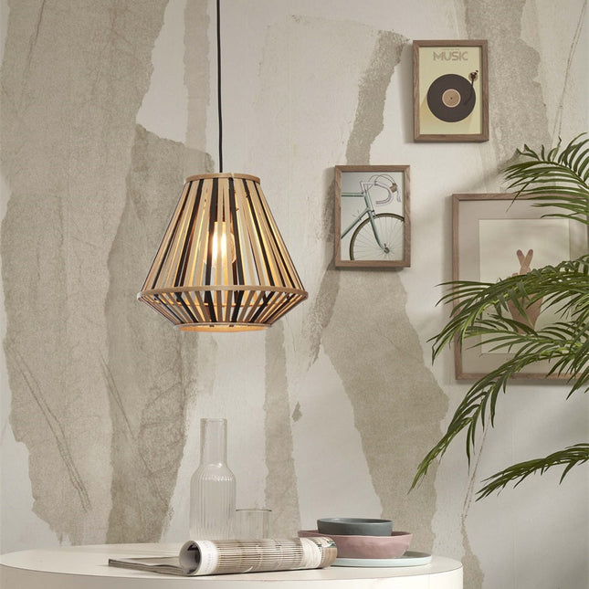Merapi Bambus Pendelleuchte Schwarz und Natur 30 cm
