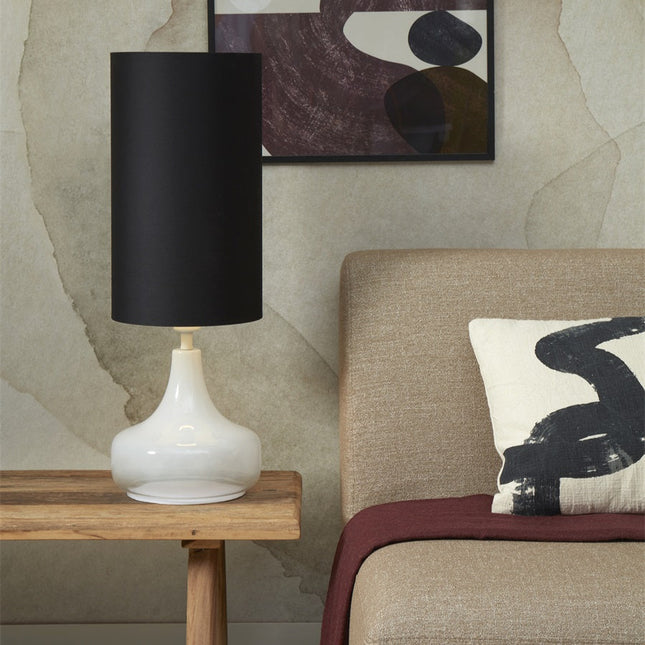 Reykjavik Tischlampe, weißes und schwarzes Glas, 45 cm