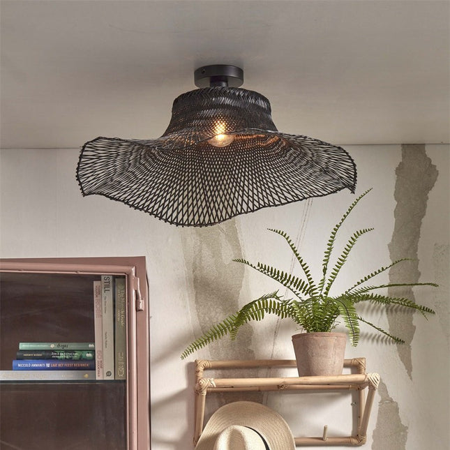 Plafonnier Ibiza Wavy Bambou Noir 65 cm