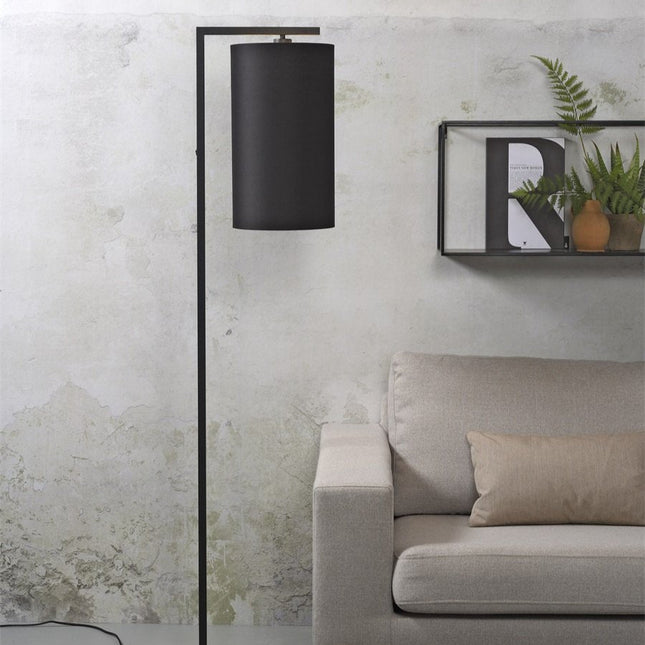 Lampadaire Boston Fer et Coton Noir 160 cm