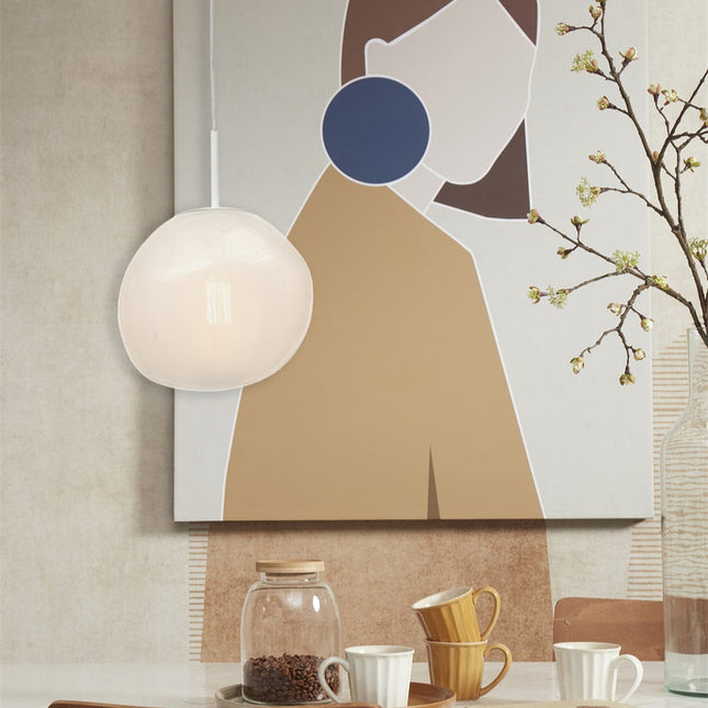 Helsinki Pendelleuchte Pebble Glass White Milk