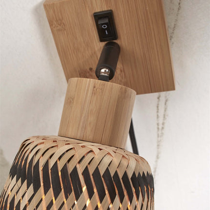 Java Bamboo Wall Light Black and Natural 15 cm