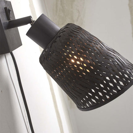 Java Bamboo Wall Light Black 15 cm