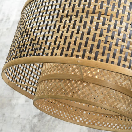 Suspension Bhutan Bambou et Fer Noir Naturel Ø50 cm