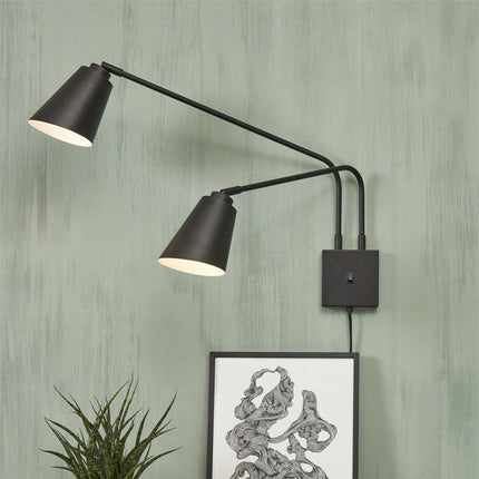 Applique Murale Bremen 2 Bras Fer Noir