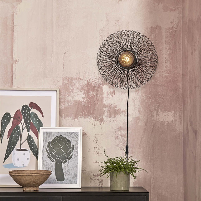 Cango Bamboo Wall Light Black 40x20 cm