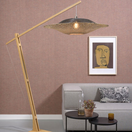 Lampadaire Kalimantan Bambou Naturel et Noir 218 cm