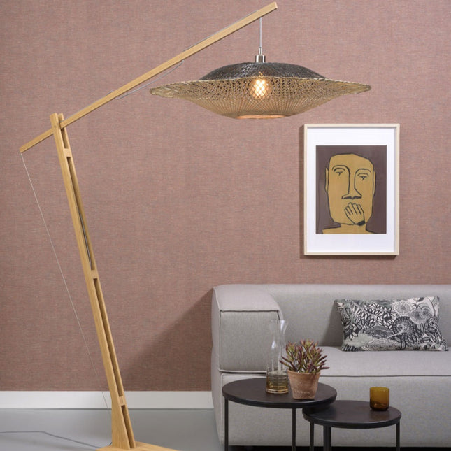 Lampadaire Kalimantan Bambou Naturel et Noir 218 cm