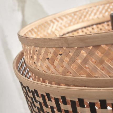 Lampadaire Bhutan Bambou Naturel et Noir 130 cm