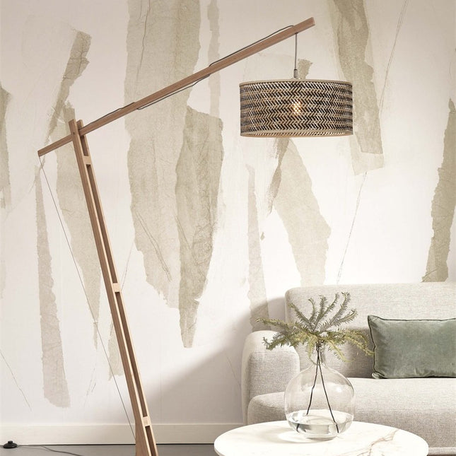 Java XL Stehleuchte Natur und Schwarz Bambus 218 cm