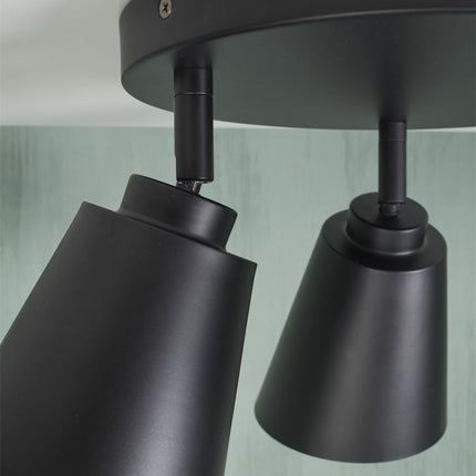 Plafonnier Bremen 3 Abat-Jour Fer Noir 30 cm