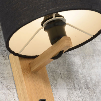 Andes Natural Bamboo and Black Ecolin Wall Light 36 cm