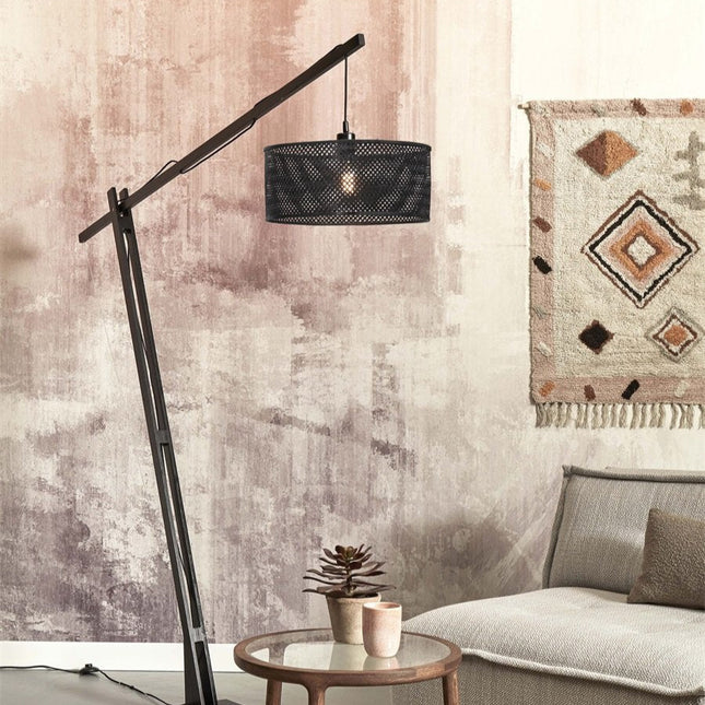 Java XL Bambus Stehleuchte Schwarz 218 cm