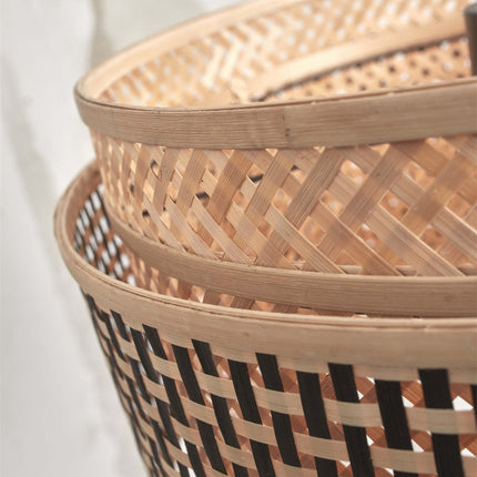 Lampadaire Bhutan Bambou Naturel et Noir 145 cm