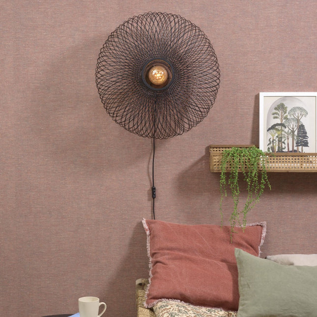 Cango Ellipse Bamboo Wall Light Black 60x25 cm