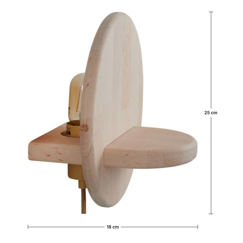 Dimensions Applique Murale Corsica en Bois de Hêtre Naturel 25 cm