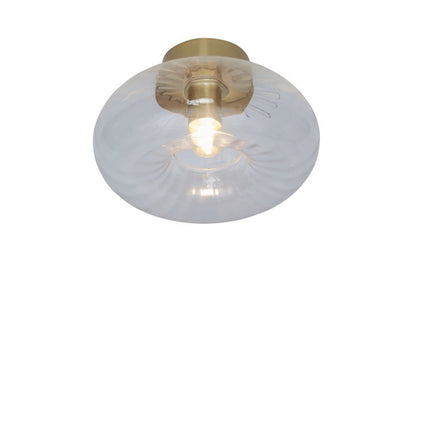 Plafonnier Brussels Verre Rond Transparent & Doré 28 cm